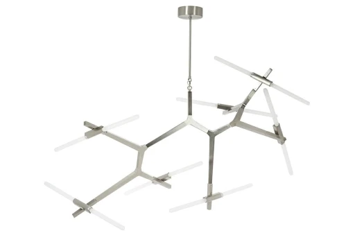 Lampa wisząca CANDELABR PREMIUM 14  srebrna - aluminium, szkło